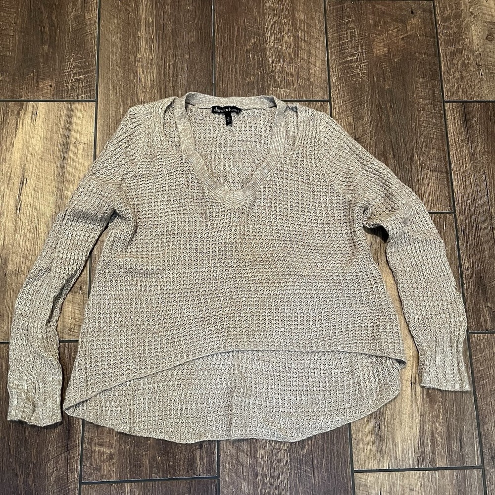 Derek Heart Women's Tan Brown Crochet Long Sleeve Top Sweater, Size L Flaw